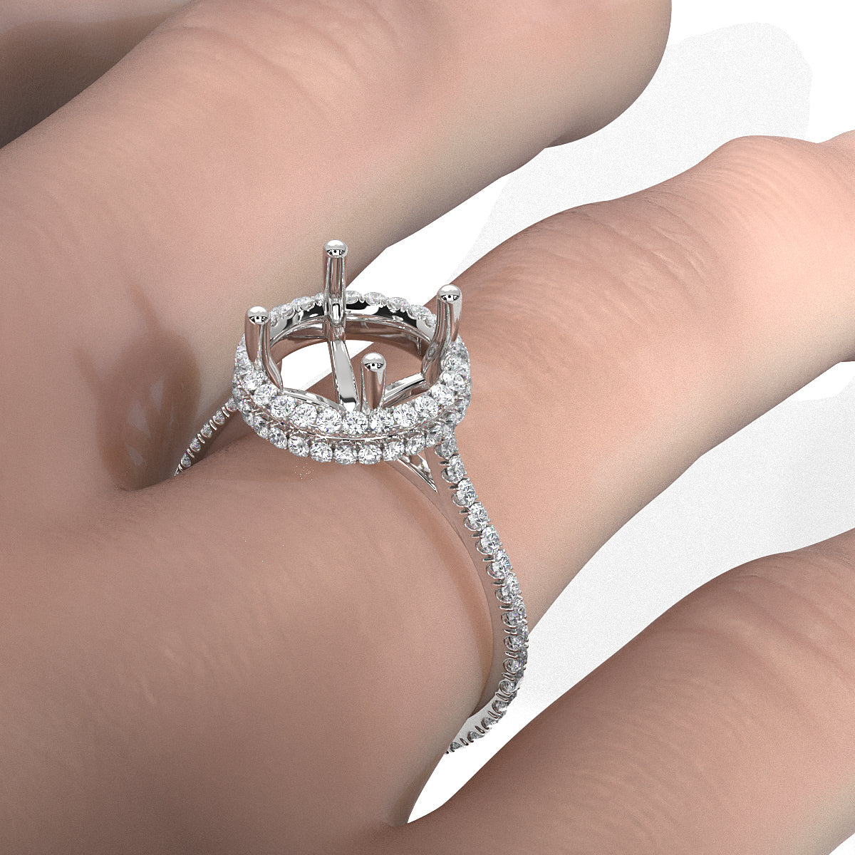 Double Halo Semi Mount Lab Grown Diamond Engagement Ring 0.53 Ct.